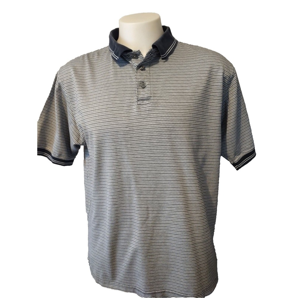 Haggar Polo Men's Size Large Golf Tour Comfort Knit Logo Short Sleeve Sport Blue